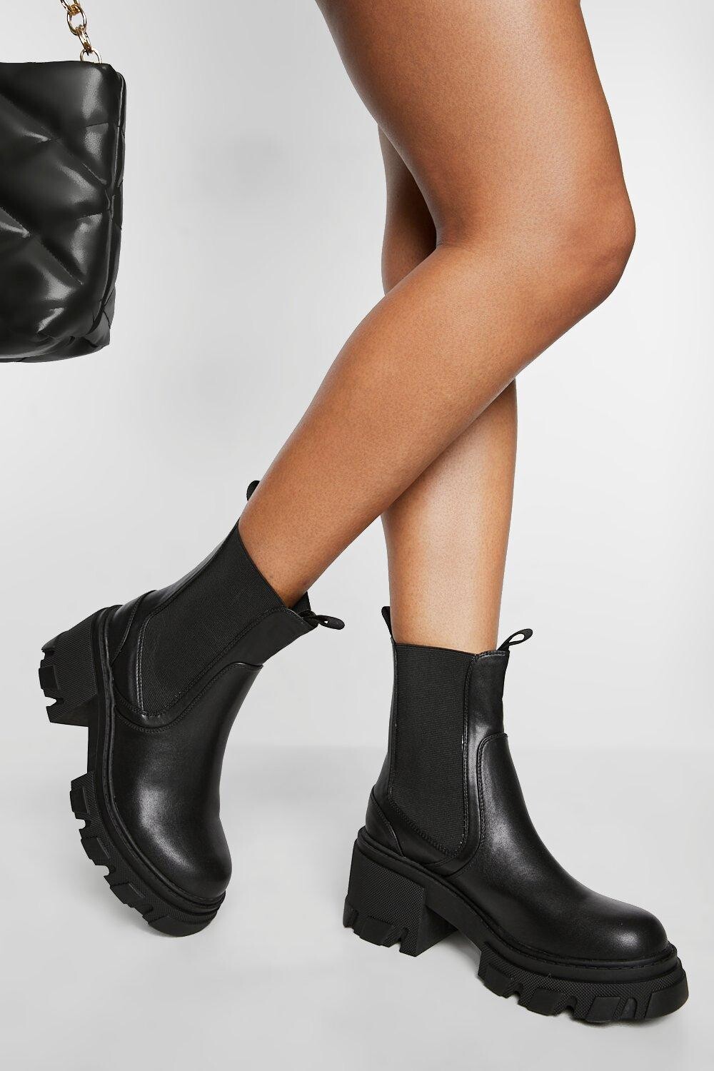 

Ботинки челси на массивном каблуке boohoo, черный