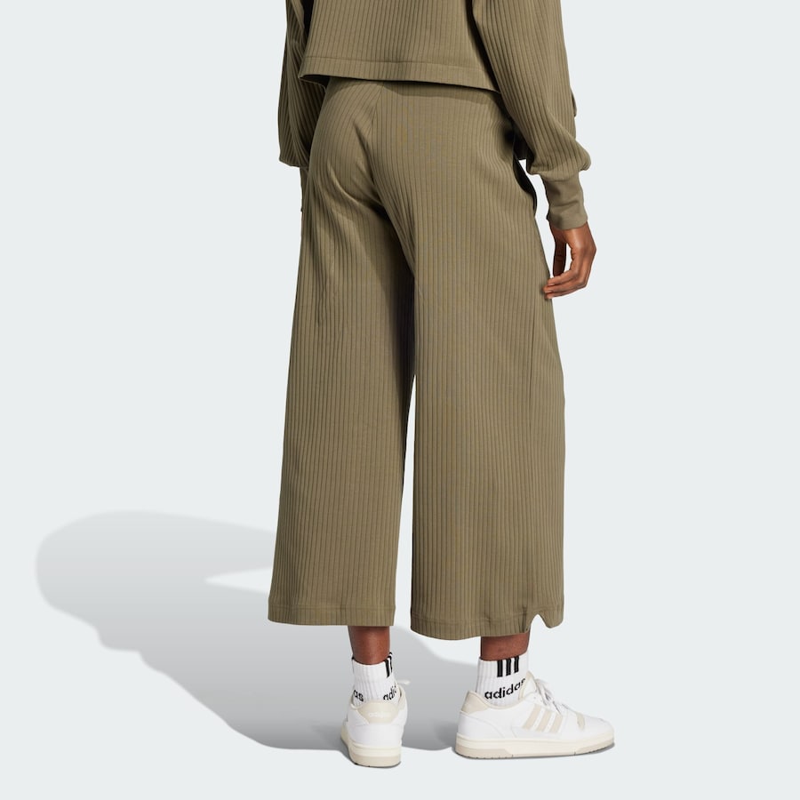Широкие спортивные брюки ADIDAS PERFORMANCE Rib High-Waist 7/8 Pants, оливковый — фото 3