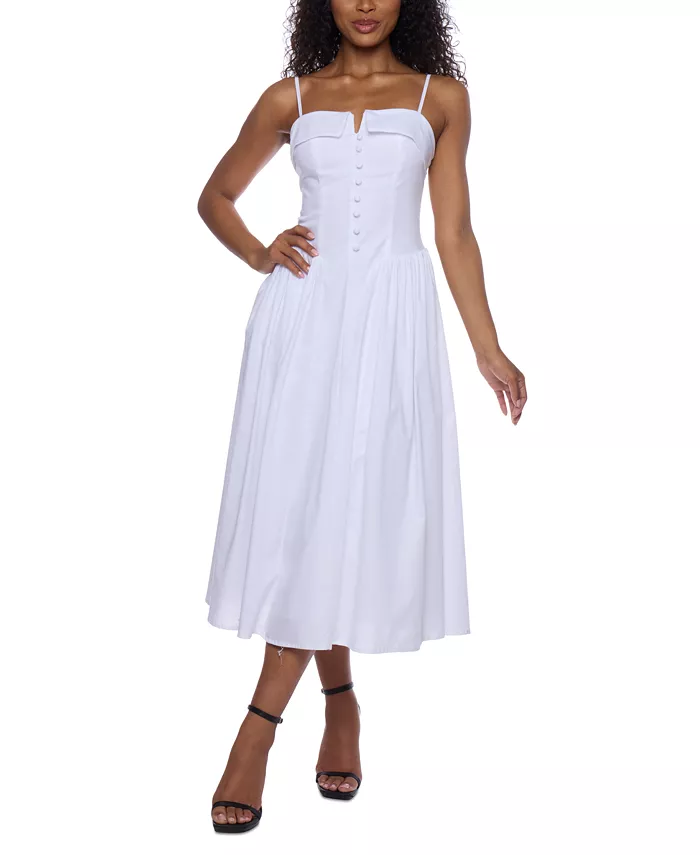 

Платье миди без рукавов с прямым вырезом для юниоров Alex & Sophia, белый