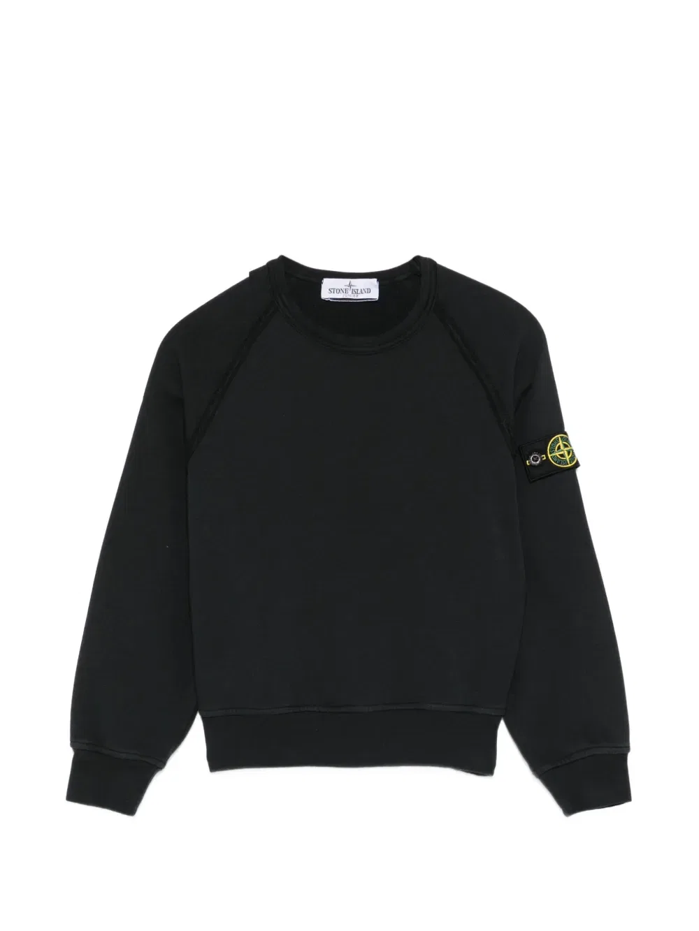 Толстовка с круглым вырезом и нашивкой с логотипом Stone Island Junior, черный