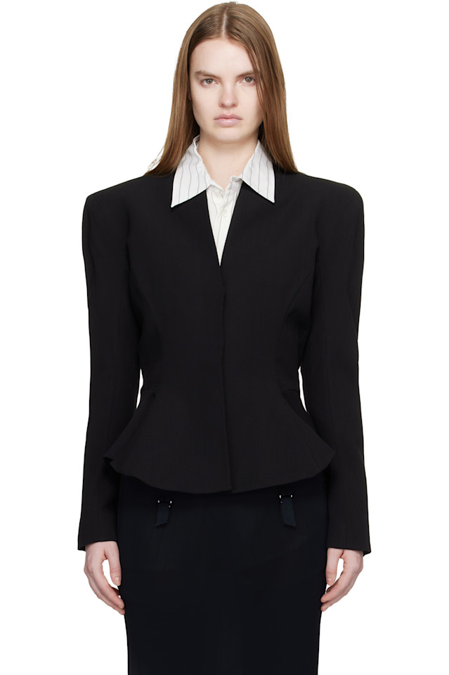 

Расклешенная шерстяная куртка Mugler, черный