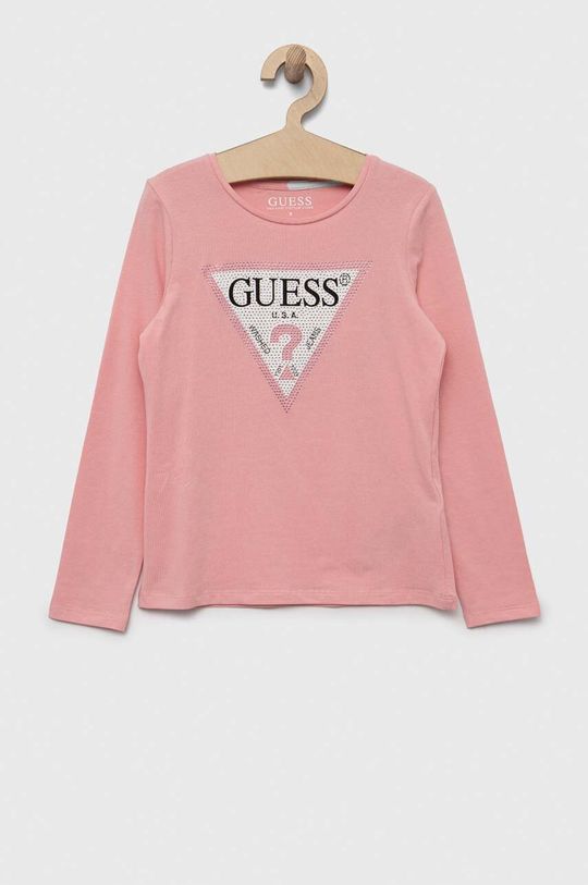 

Детская футболка с длинными рукавами Guess, розовый