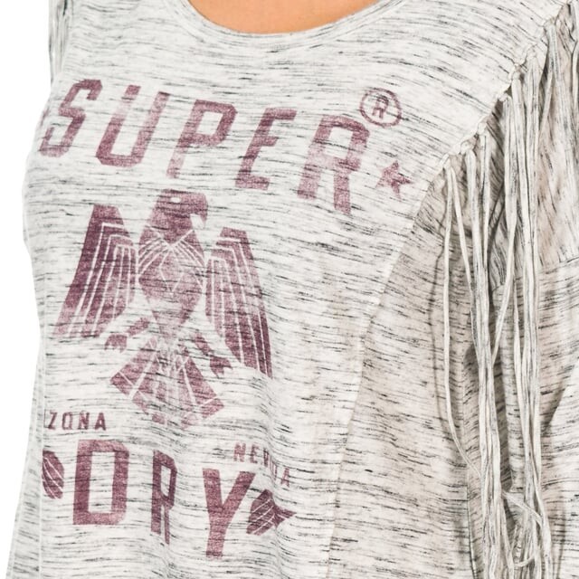 Женский свитер с длинными рукавами Colorado g60000gn с бахромой Superdry, серый — фото 2