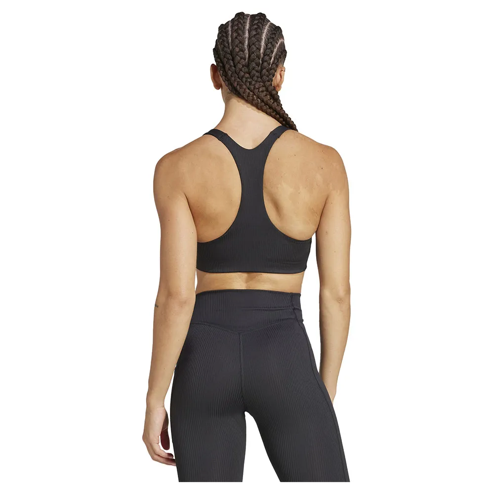 Спортивный бюстгальтер adidas Powerimpact Rib Medium Impact Sports Bra, черный — фото 2