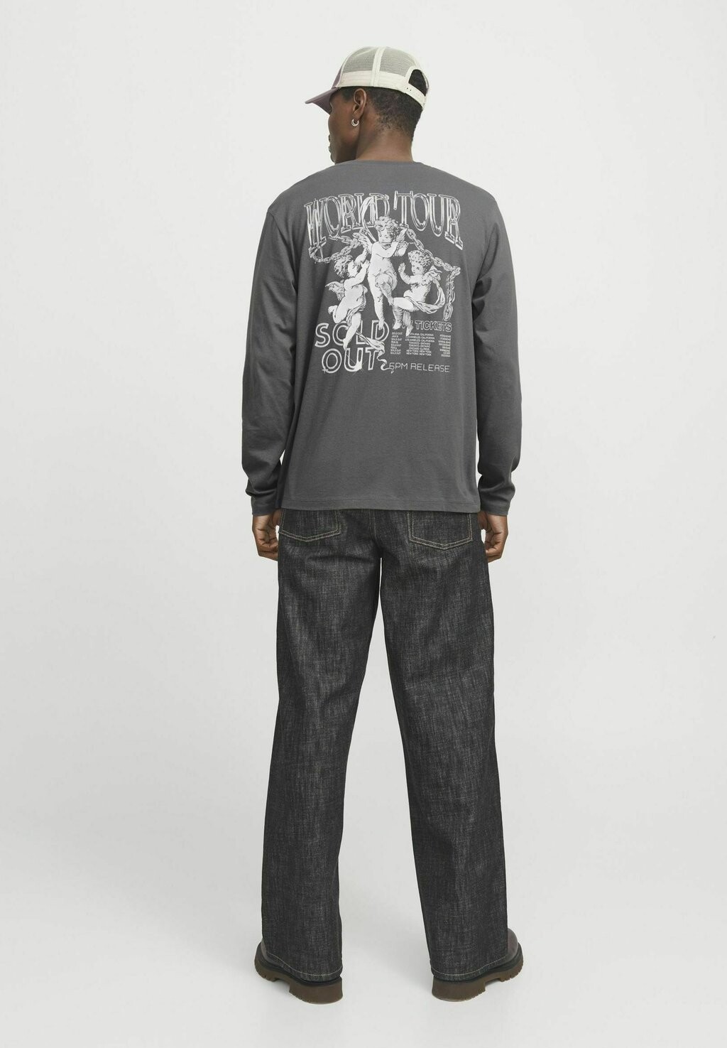

Топ с длинными рукавами GEDRUCKT RUNDHALSAUSSCHNITT Jack & Jones, темно-серый