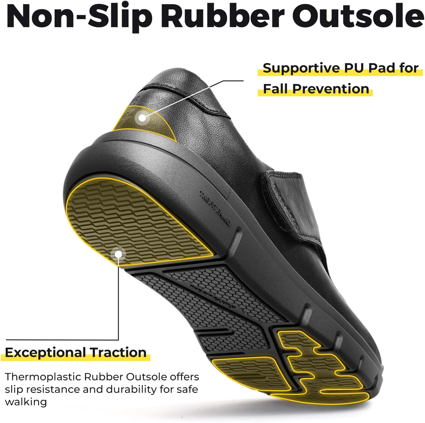 Diabetic Shoes FitVille для мужчин, классические туфли, повседневные слипоны, оксфорды, регулируемые деловые формальные свадебные туфли, ортопедические кроссовки для отекших ног - EasyTop Deluxe Dress Shoes V1, черный — фото 3