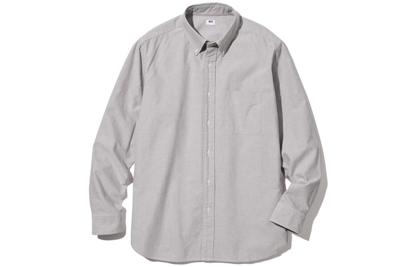 

Рубашка мужская свинцово-серая Uniqlo, серый