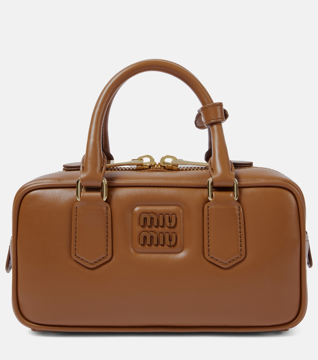 

Arcadie Маленькая кожаная сумка-тоут Miu Miu, Cognac