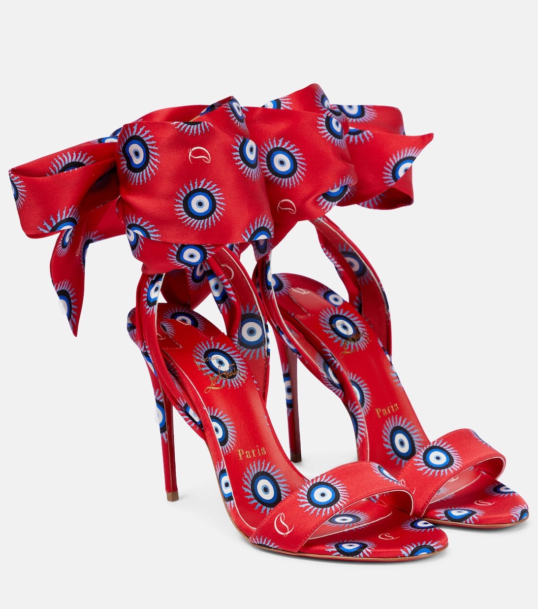 Сандалии Sandale Du Désert 100 из атласа Christian Louboutin, красный