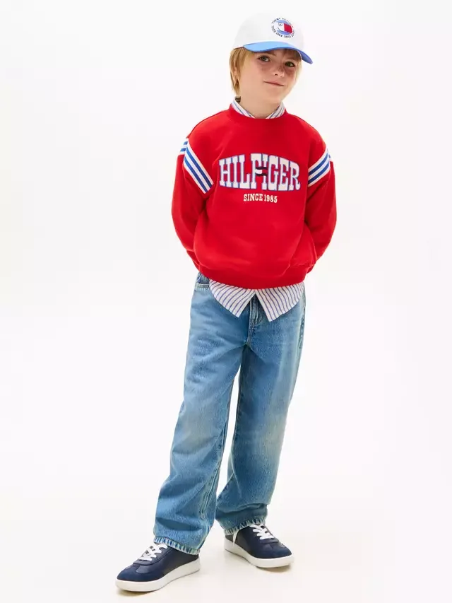 Детская толстовка с круглым вырезом и логотипом, ярко-красный цвет Tommy Hilfiger — фото 2