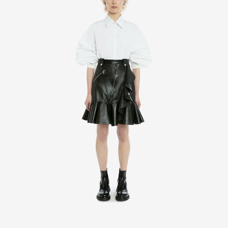 Alexander McQueen Кожаная короткая юбка Women's Black — фото 4