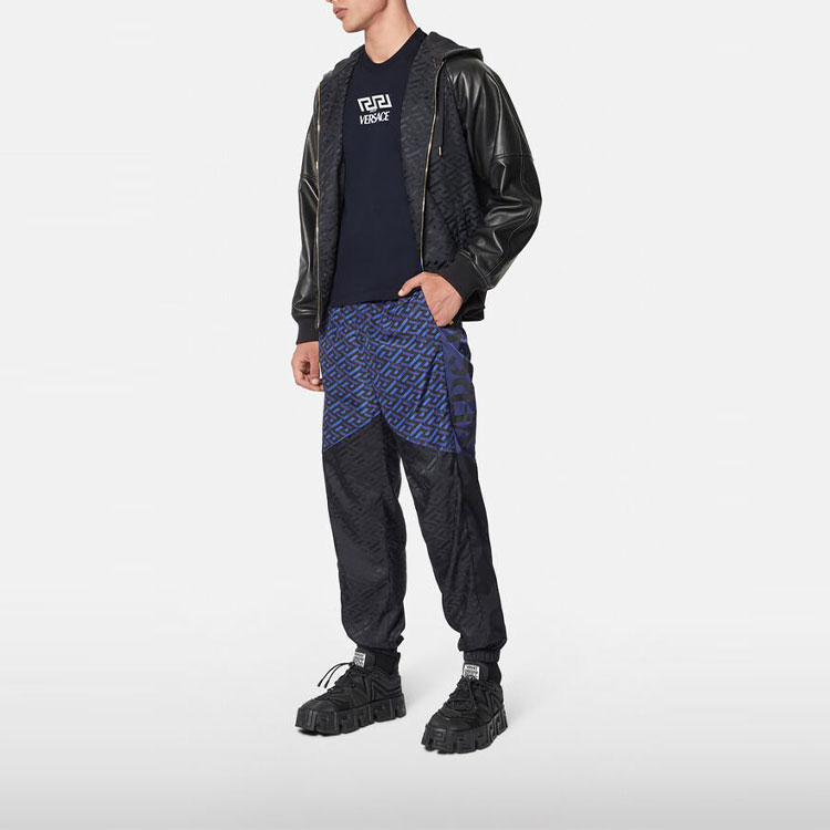 VERSACE Футболка с коротким рукавом Men Logo Letter Print Navy Blue — фото 4