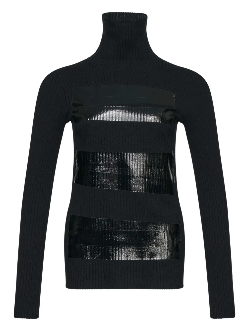 

Свитер в рубчик с высоким воротником MM6 Maison Margiela, черный