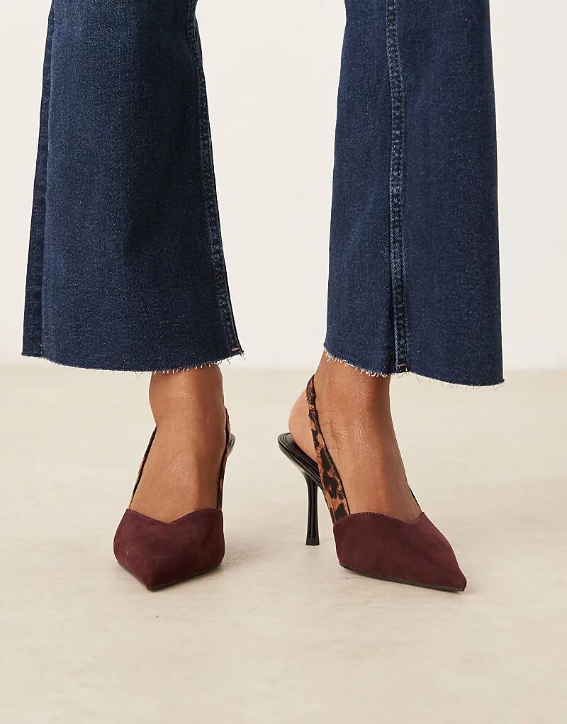 Туфли Sabrina с открытой пяткой и каблуком-шпилькой от ASOS DESIGN бордового и леопардового цветов — фото 2