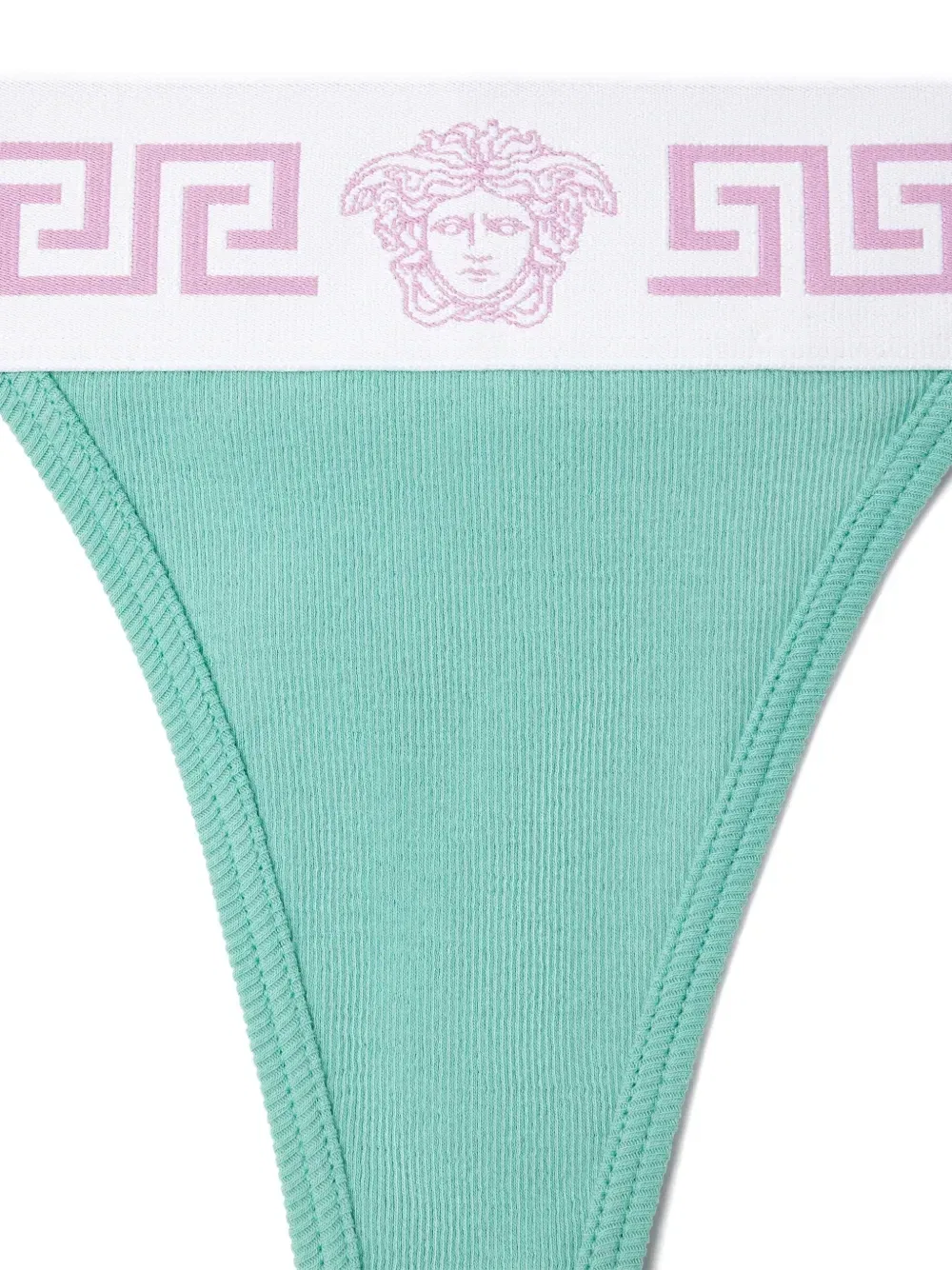 Стринги из фактурного хлопка в рубчик Versace, зеленый — фото 3