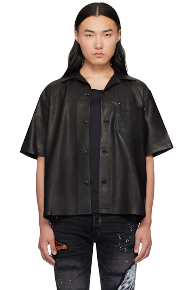 

Черная кожаная рубашка MA Camp AMIRI