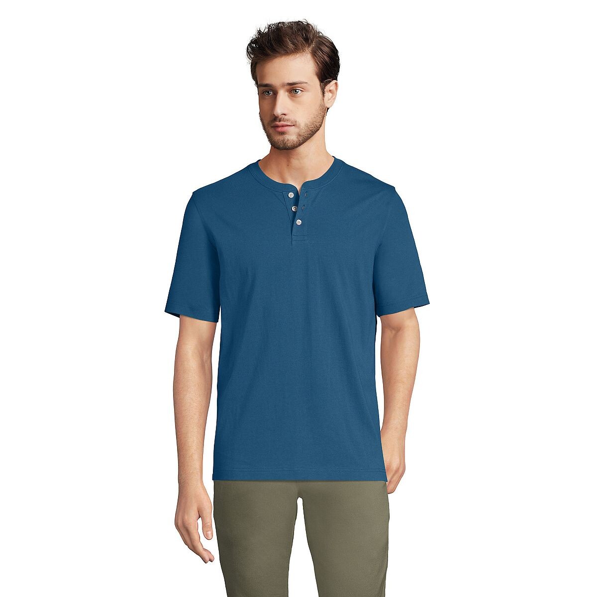 

Мужская футболка Henley Super-T с короткими рукавами Lands' End