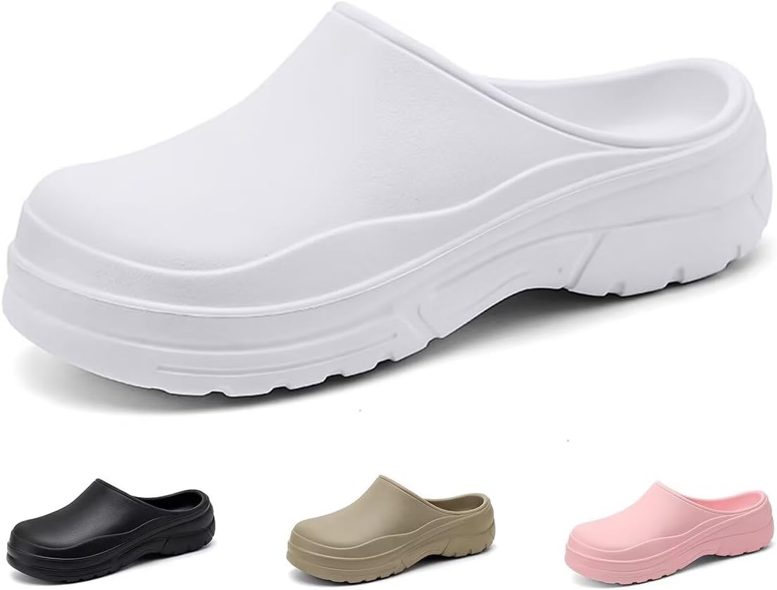 

Сабо Ginjang для мужчин и женщин, нескользящие, водонепроницаемые, для работы в саду, на кухне, мюли для шеф-повара, удобные, легкие, из материала EVA, белый