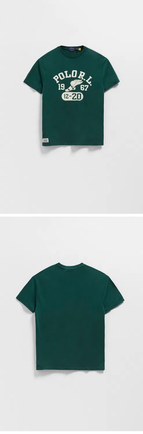 Мужская классическая футболка с графическим принтом зелёная от Polo Ralph Lauren — фото 3