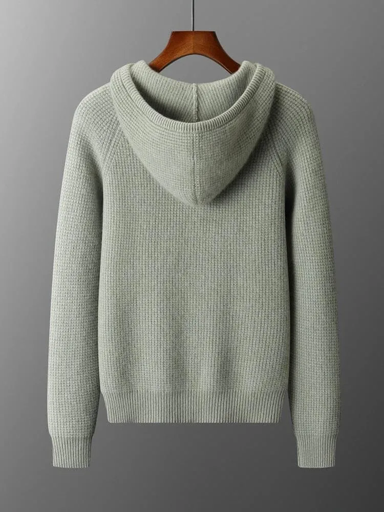 Мужской худи-свитер Wool Textured, утепленный, мягкий вязаный — фото 4
