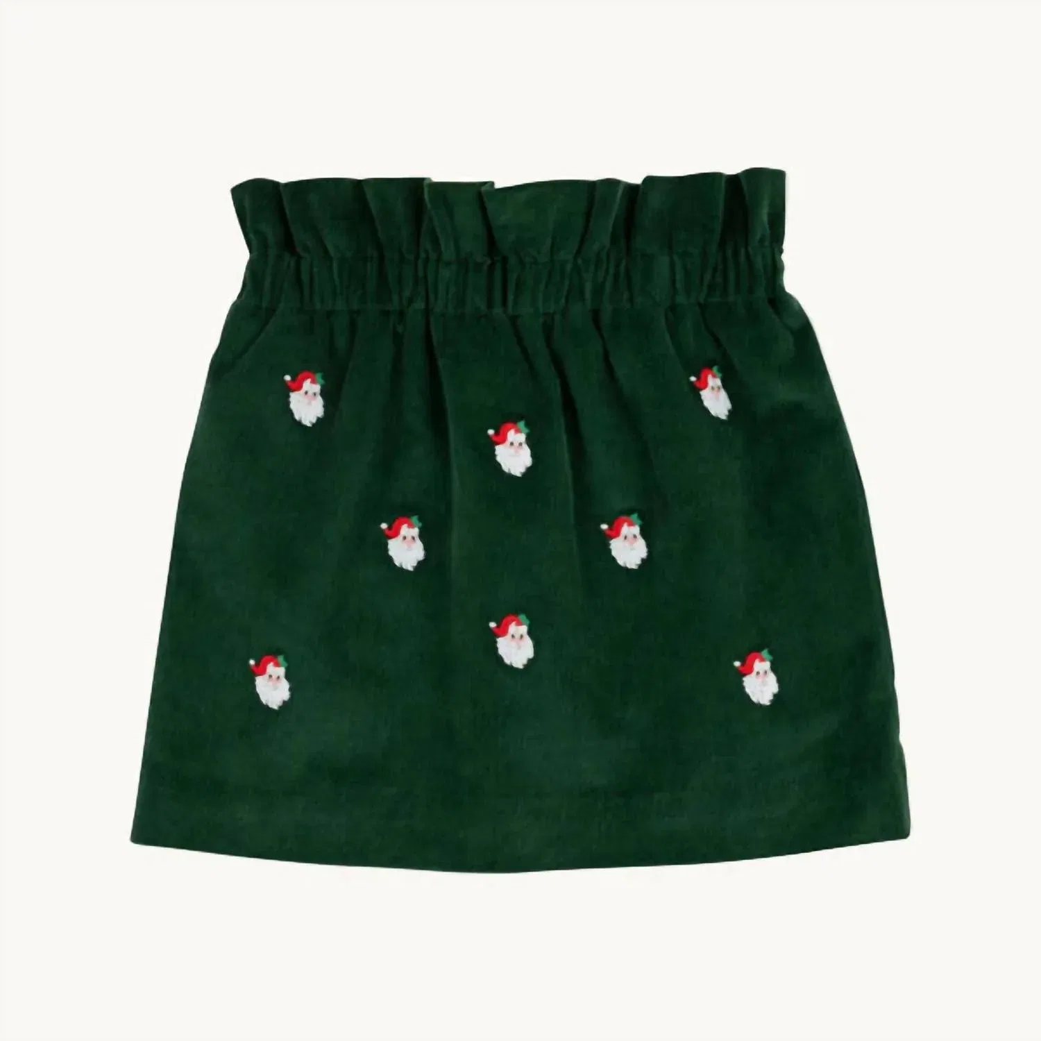 The Beaufort Bonnet Company Детская вельветовая юбка Critter Beasley Bag цвета Grier Green с вышивкой Санты — фото 2