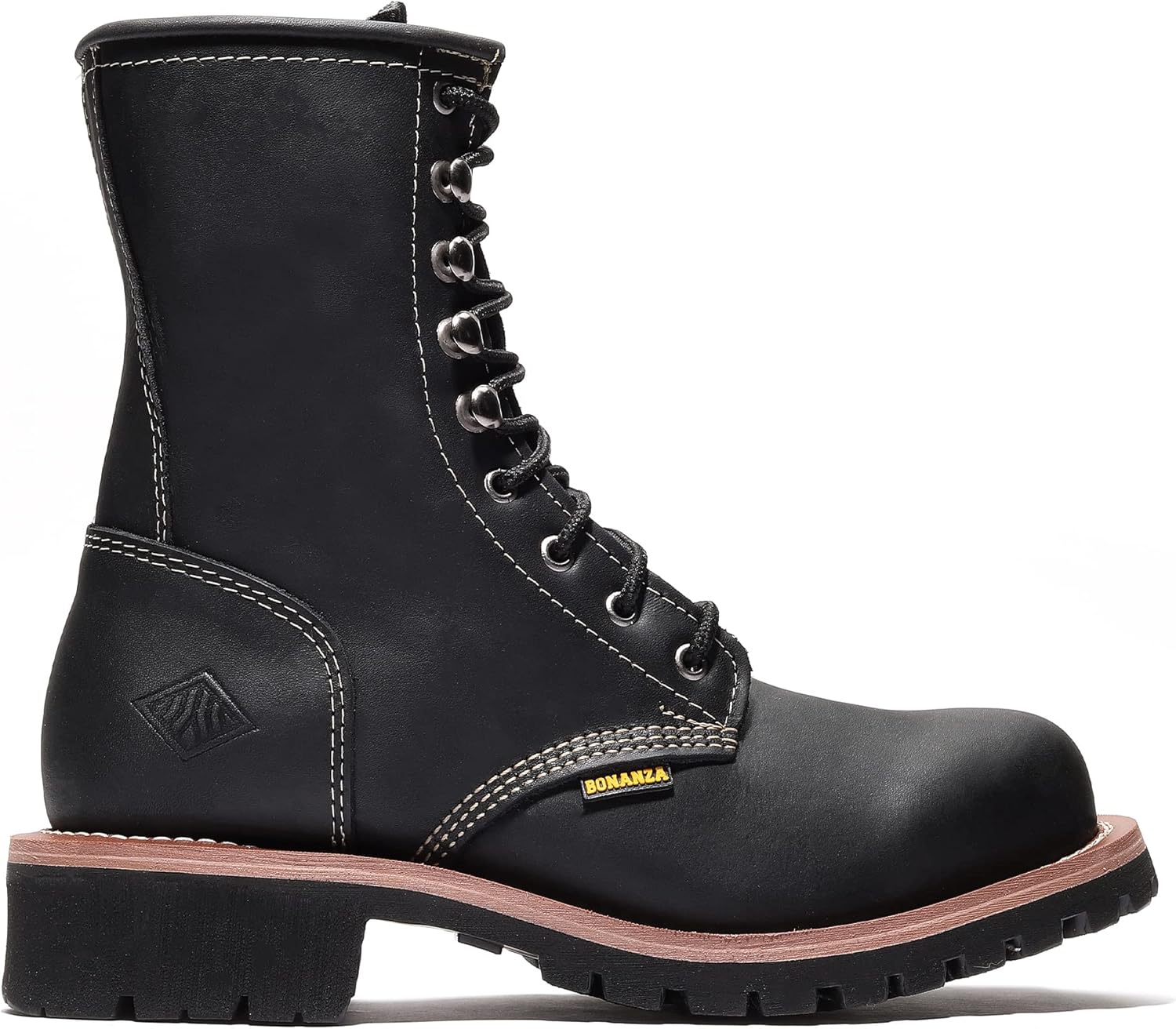Ботинки для мужчин Bonanza Boots Sierra Logger 9- премиальные кожаные ботинки с стальным носком и стойкой к скольжению и маслу резиновой подошвой, черный — фото 3