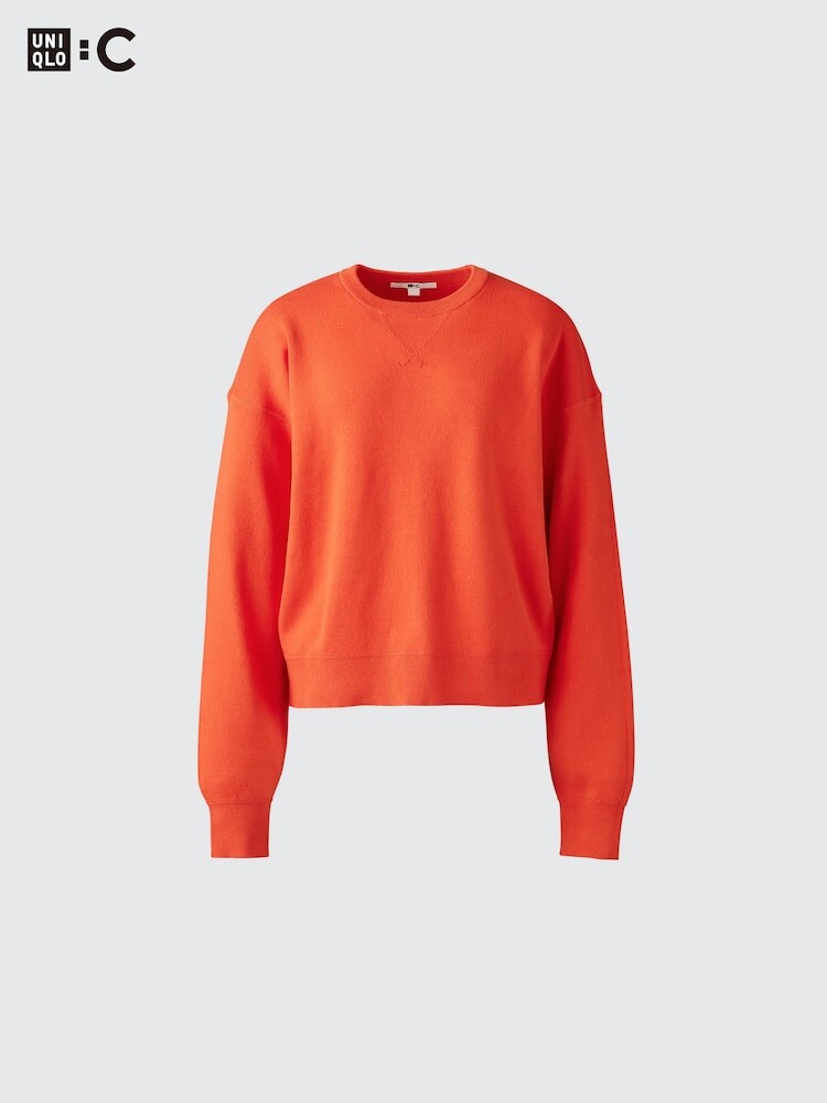 Хлопковый джемпер с круглым вырезом Uniqlo, цвет 01 белый — фото 4