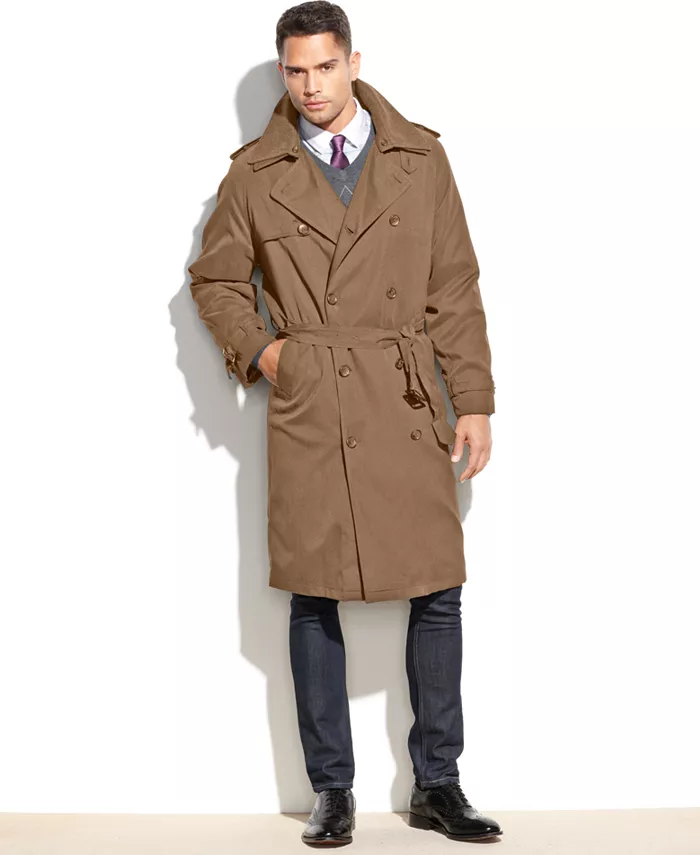 

Мужской классический плащ с поясом Iconic Belted Trench Raincoat London Fog, коричневый/бежевый