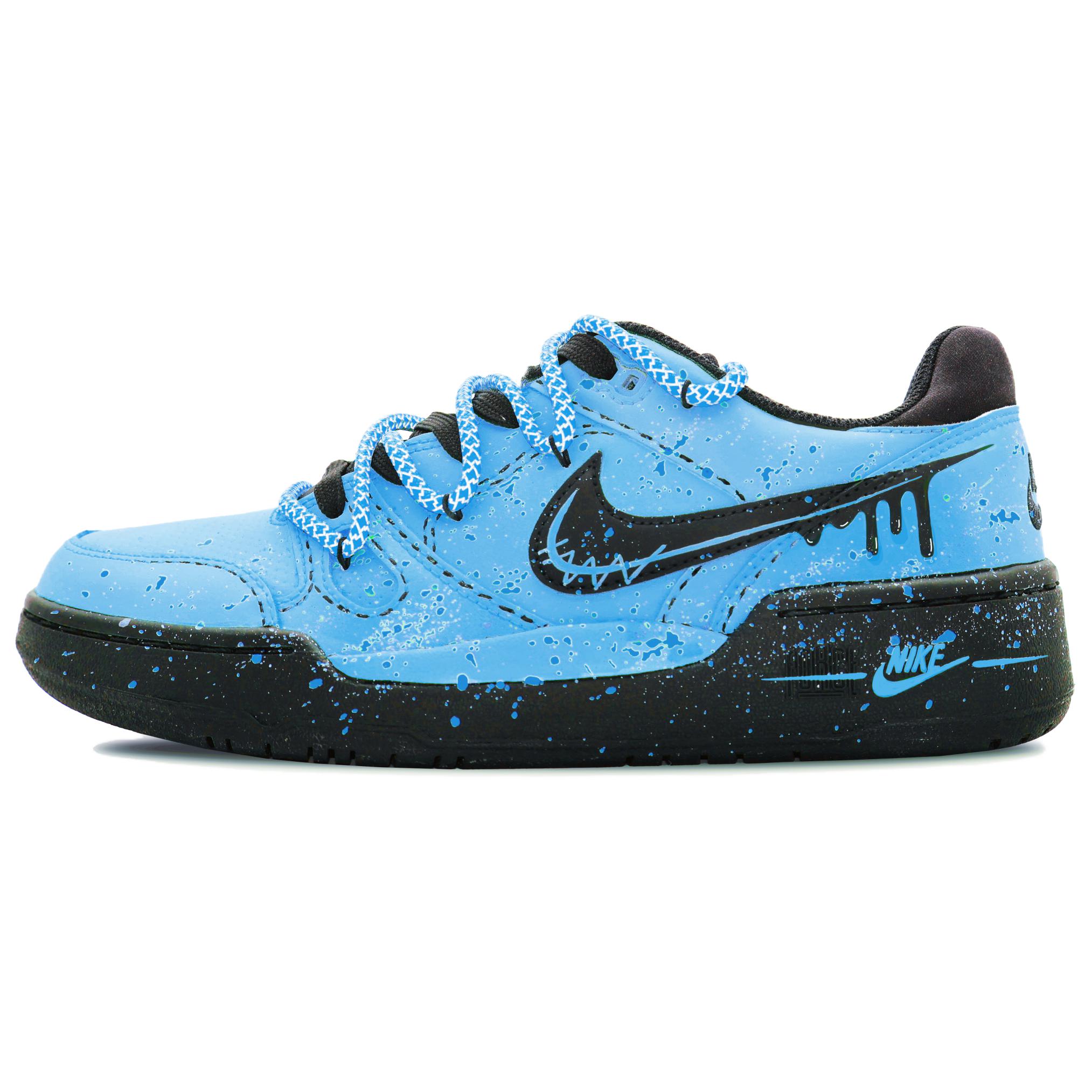 Nike Кроссовки для скейтбординга Full Force Dark Night Lightning, износостойкие, унисекс, черные, синие