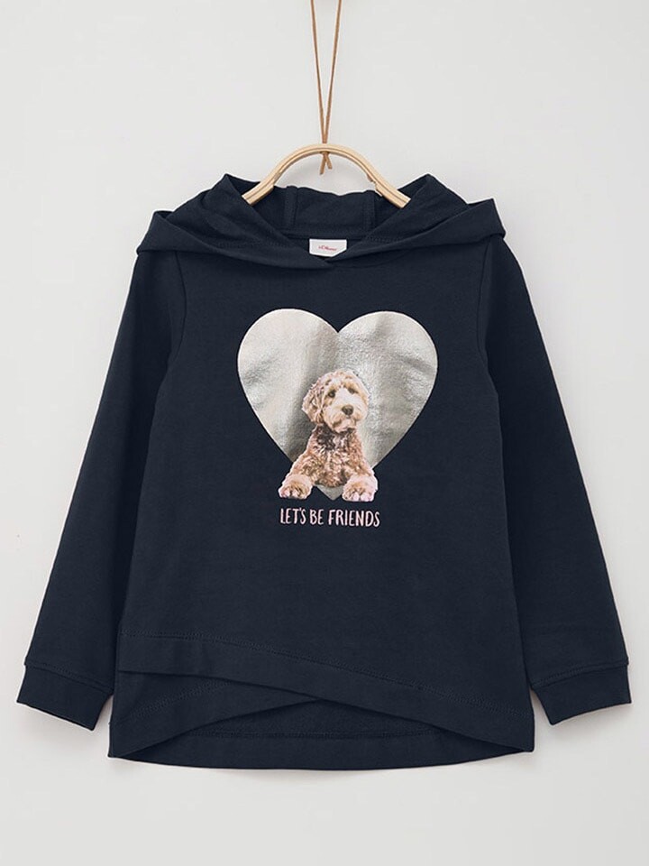 

Пуловер с капюшоном s.Oliver Hoodie, темно-синий