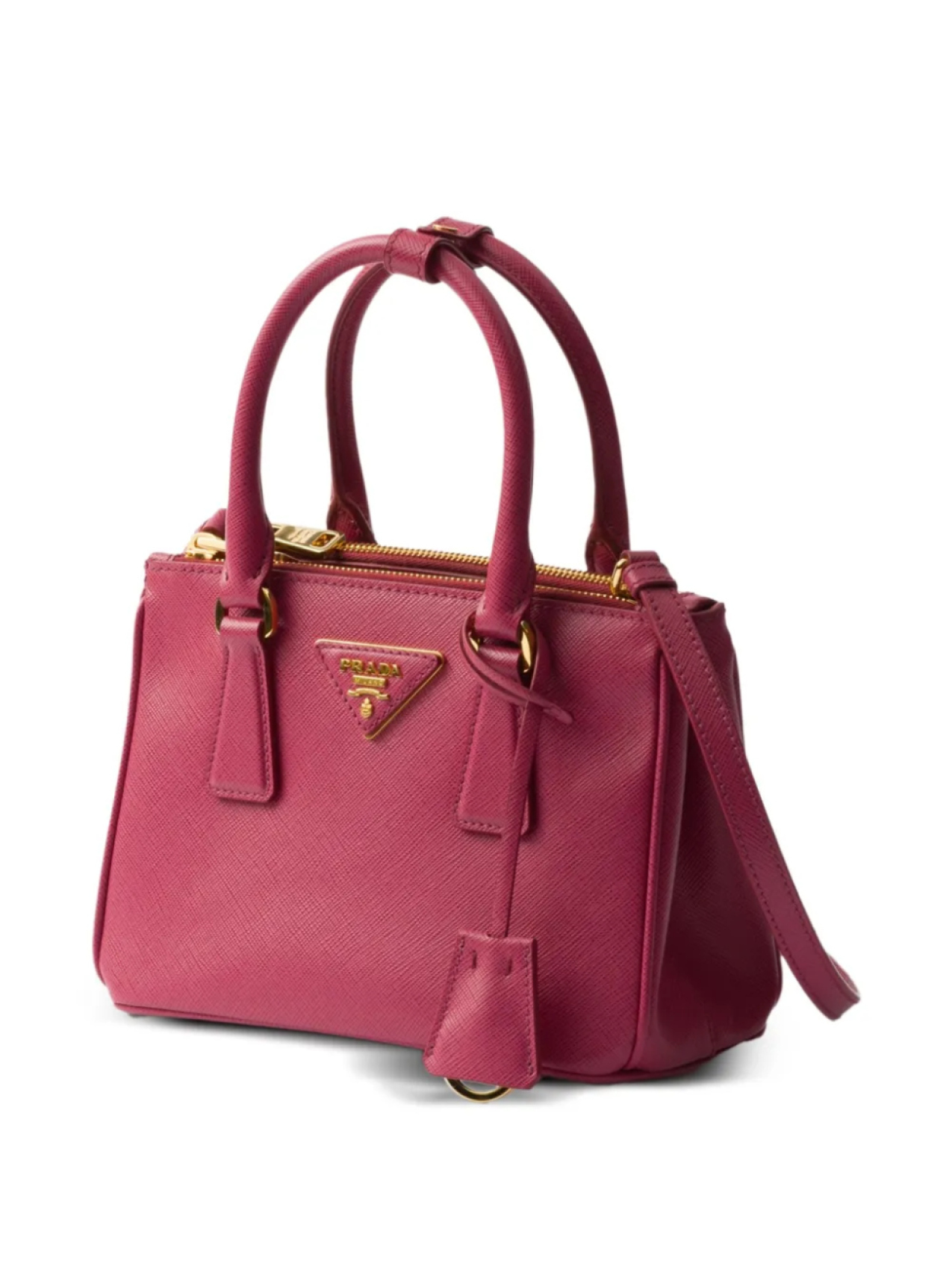 Prada мини-сумка Galleria из сафьяновой кожи, розовый — фото 4