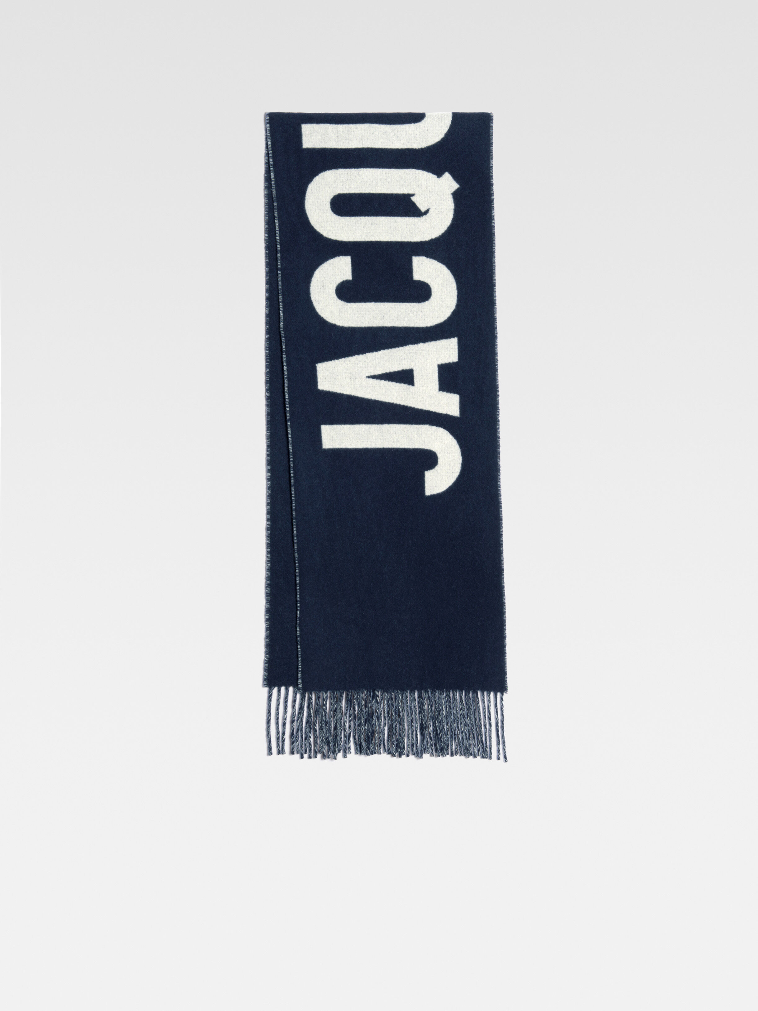 

Шарф с бахромой и логотипом JACQUEMUS The Jacquemus scarf, темно-синий