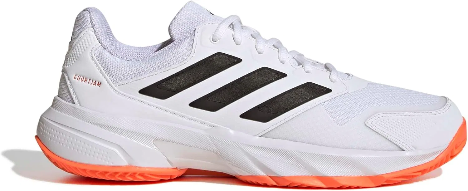 Мужские теннисные кроссовки Adidas Courtjam Control 3 для грунтовых кортов, Ftwr White Core Black Lucid Orange — фото 2