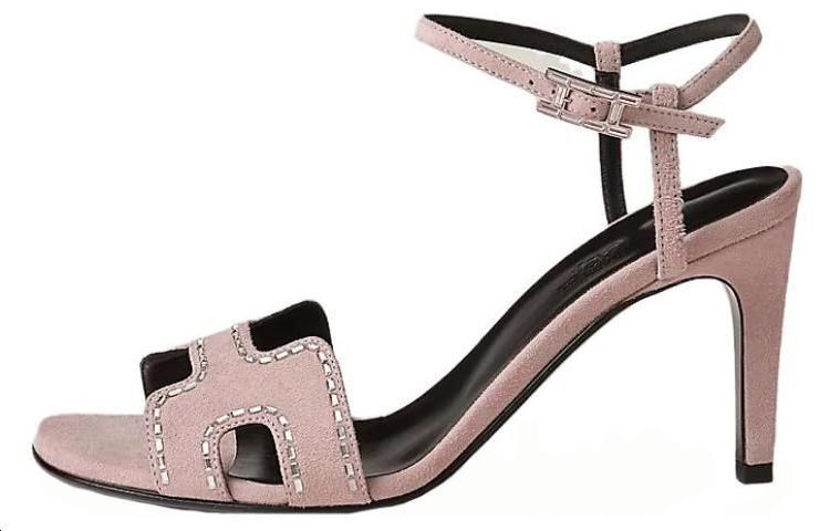 Heden One Strap Sandals 8cm Women's Light Pink HERMES