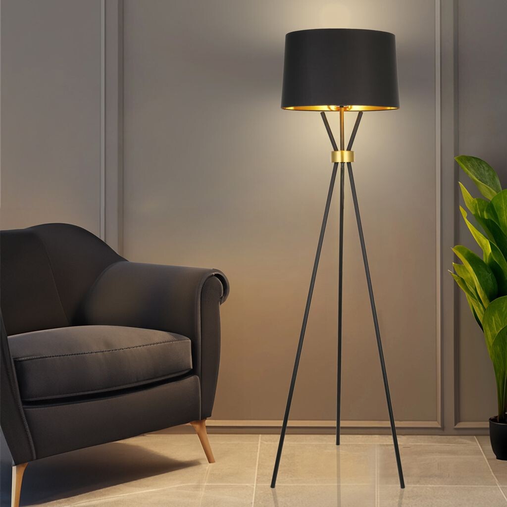 

HOME DELUXE - Торшер LUNA - черный/золотой, безбликовый свет, 54,5 x 165 см, металл/ротанг I торшеры торшеры торшер