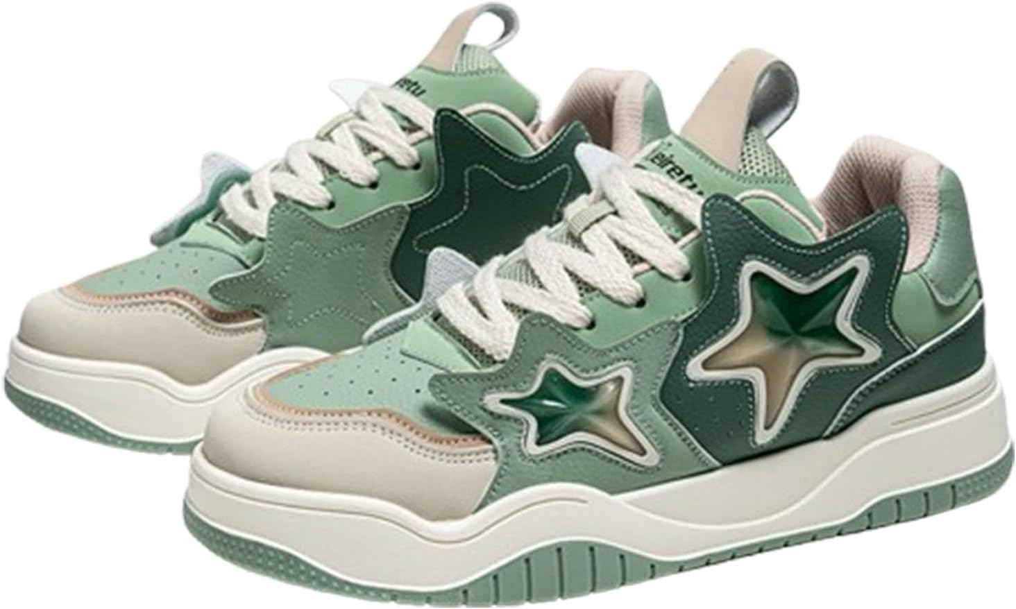 

Мужские кроссовки Y2K Star Platform, массивные комфортные для ходьбы, с нескользящей резиновой подошвой, для всех сезонов, с круглым носком Arts Fu Fu, зеленый