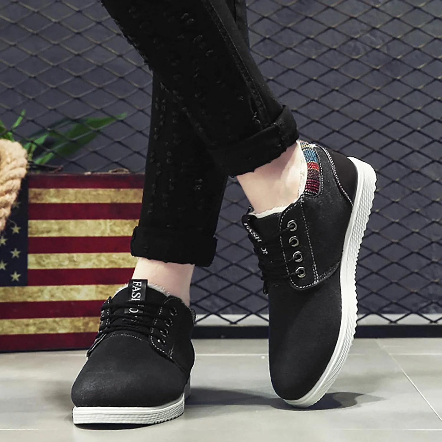 Мужские короткие сапоги, сапоги для активного отдыха, зимние сапоги, зимние ботинки, теплые ковбойские сапоги Generisch, черный — фото 3
