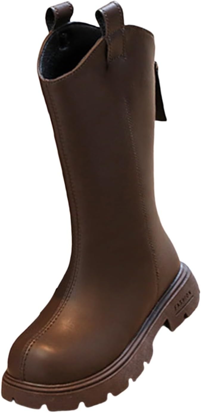 

Девушкам ботинки до колена с молнией, на толстой подошве, высокие, для верховой езды, с антискользящей подошвой, с флисовой подкладкой, с круглым носком, мягкие маленькие ботиночки Generic, Brown