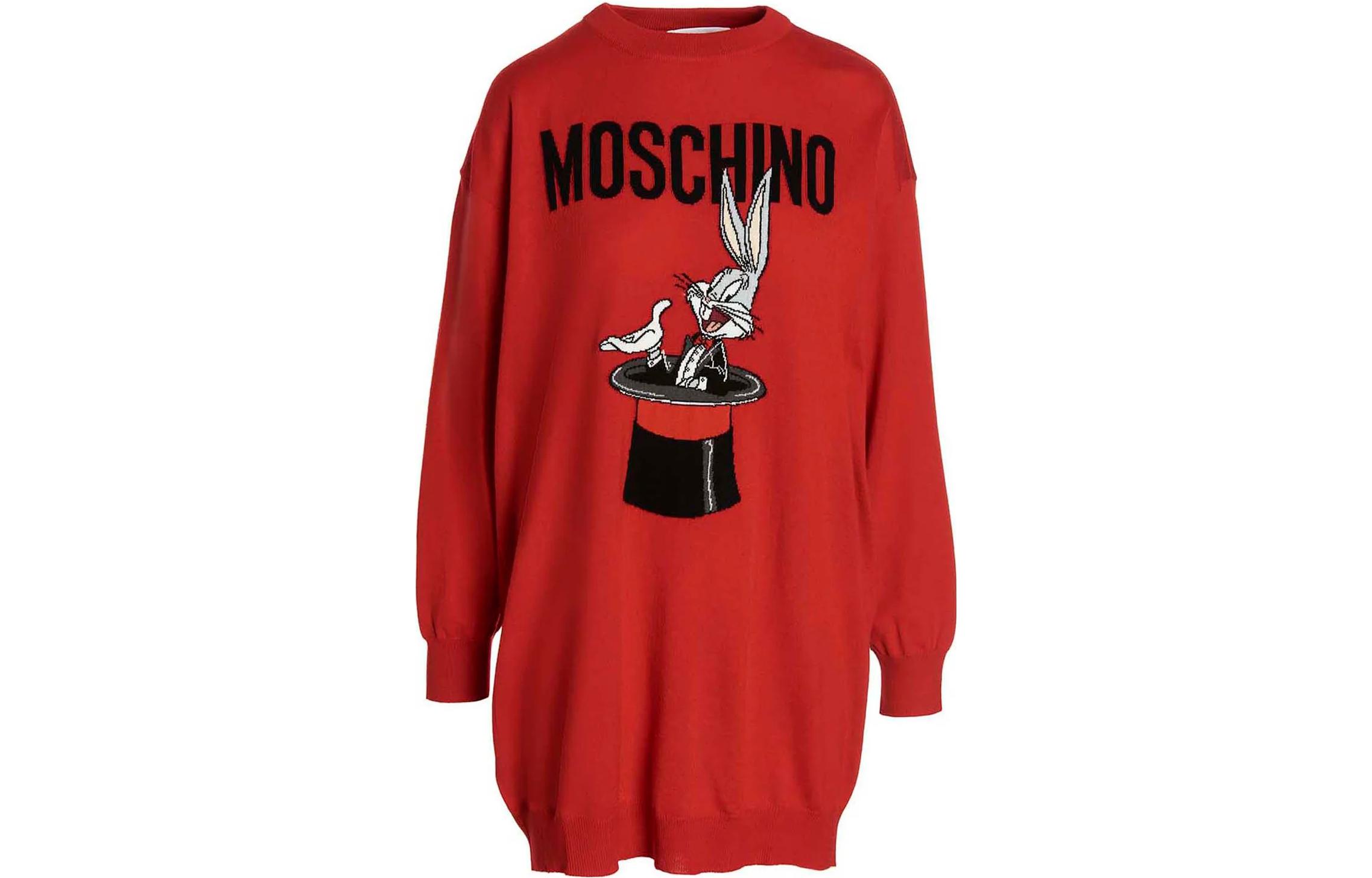 

Женское красное платье с длинными рукавами MOSCHINO