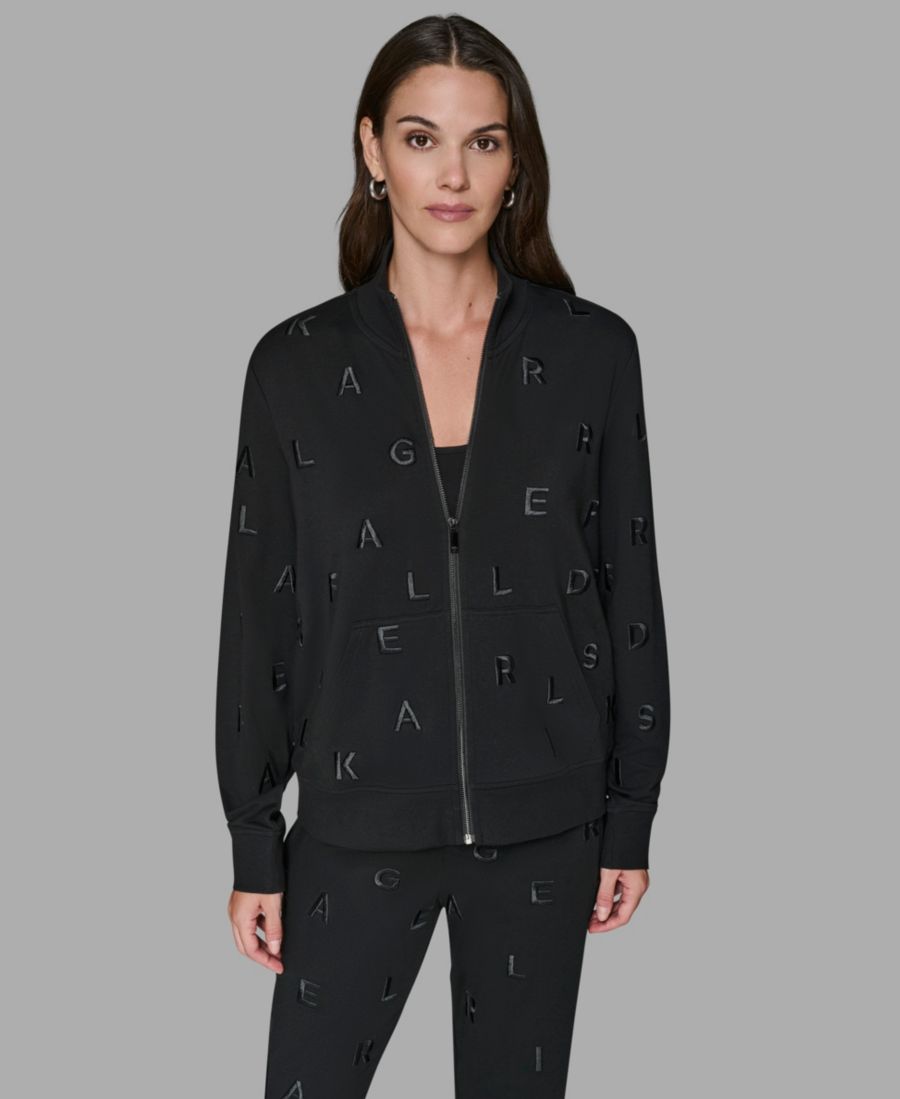 

Женская куртка с высоким воротником и застежкой-молнией спереди KARL LAGERFELD PARIS, Black