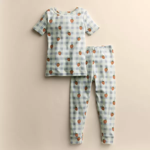 

Детские пижамы с коротким рукавом в обтягивающем фасоде Little Co. By Lauren Conrad, цвет checker strawberry