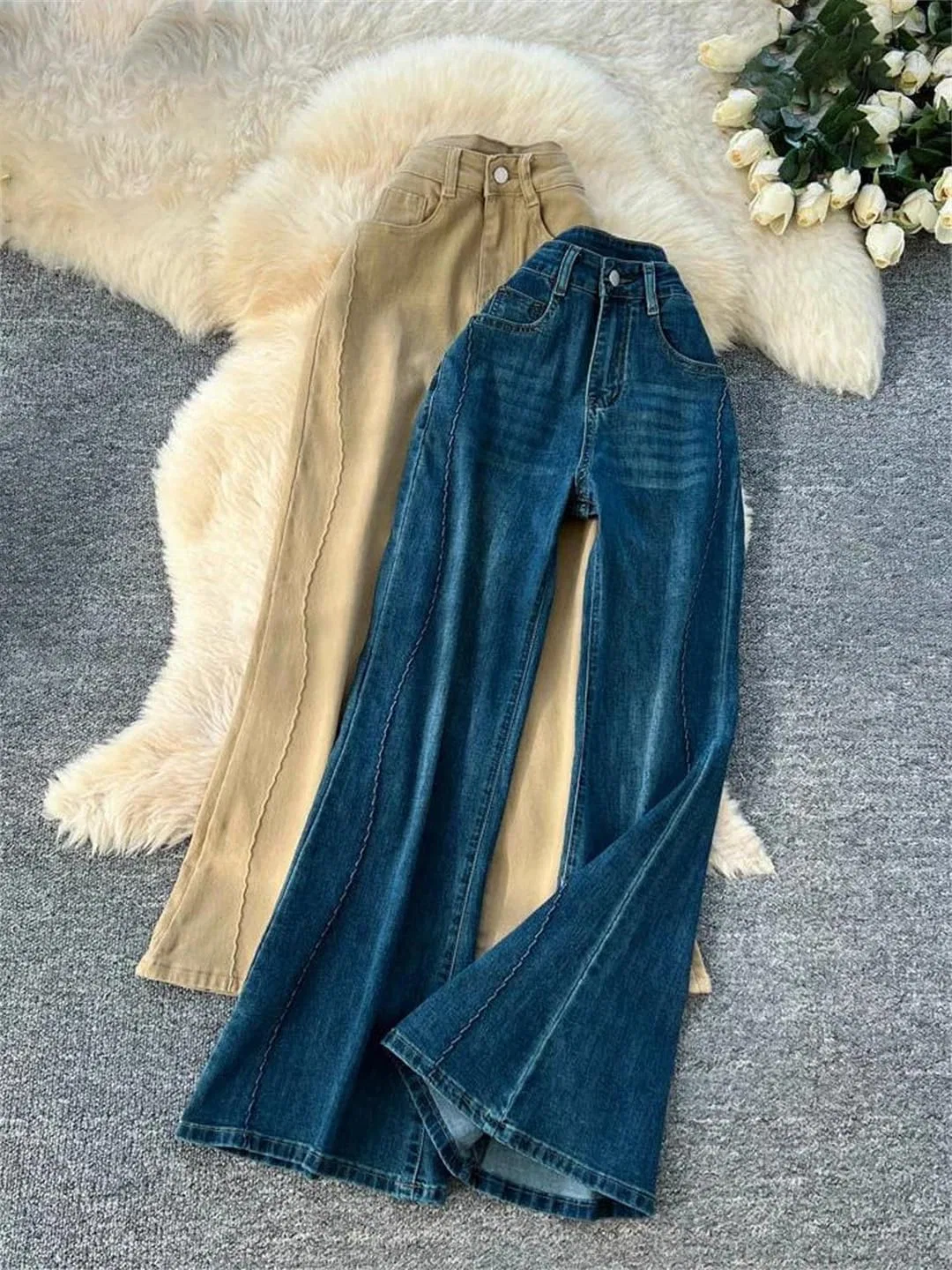 Джинсы свободные, Vintage, Khaki — фото 3
