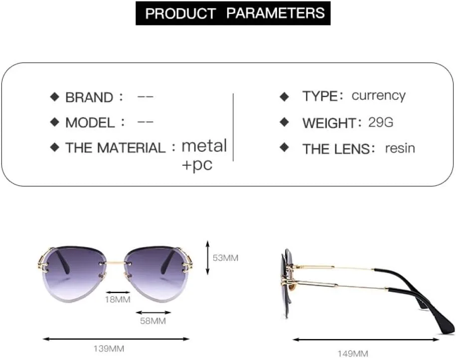 

Модные безободковые солнцезащитные очки-пилот с градиентным переходом цвета, женские, для путешествий и пляжа, защита от ультрафиолета UV400 UOVSAW, C4 Tea
