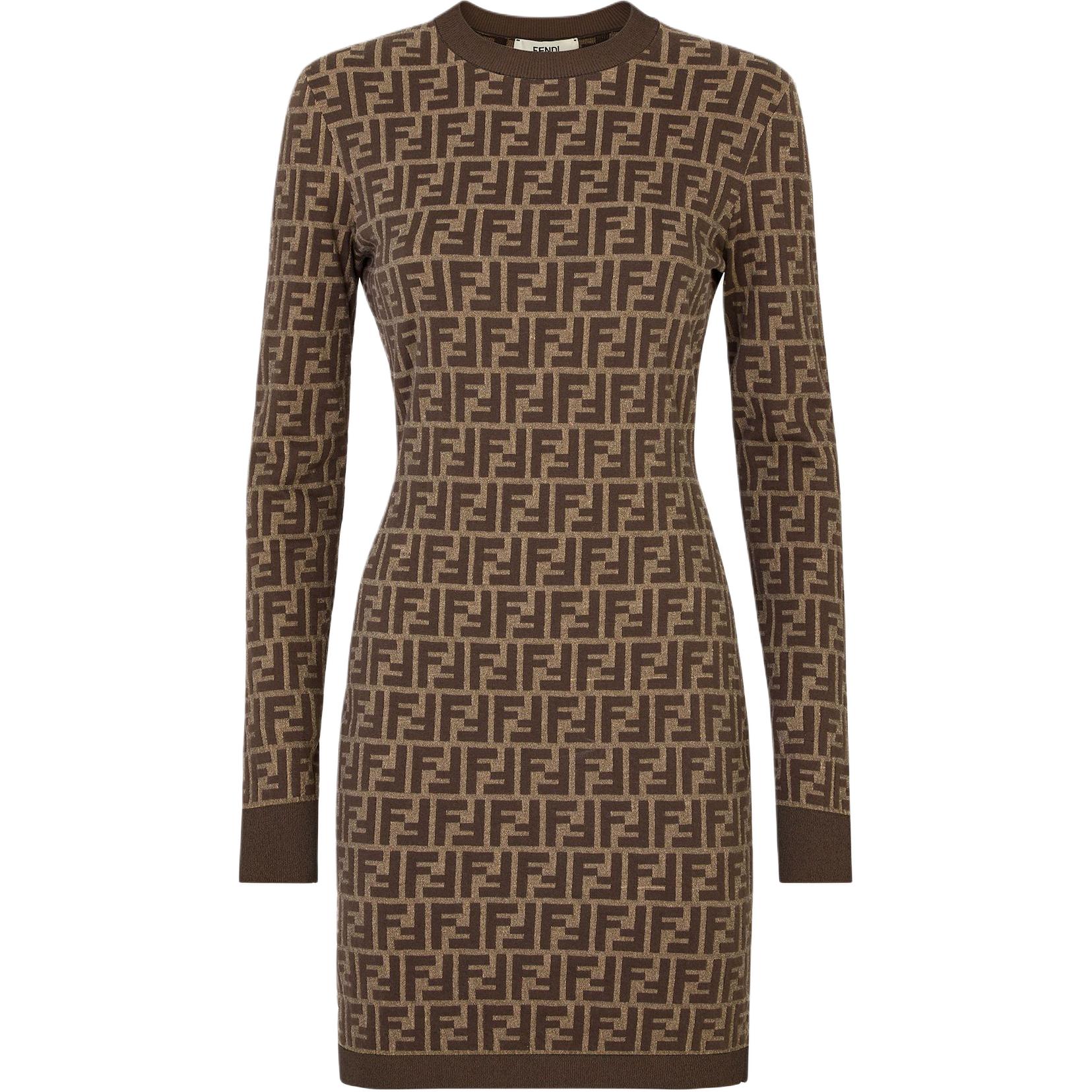 

Футболка с длинными рукавами и монограммой FENDI, коричневая