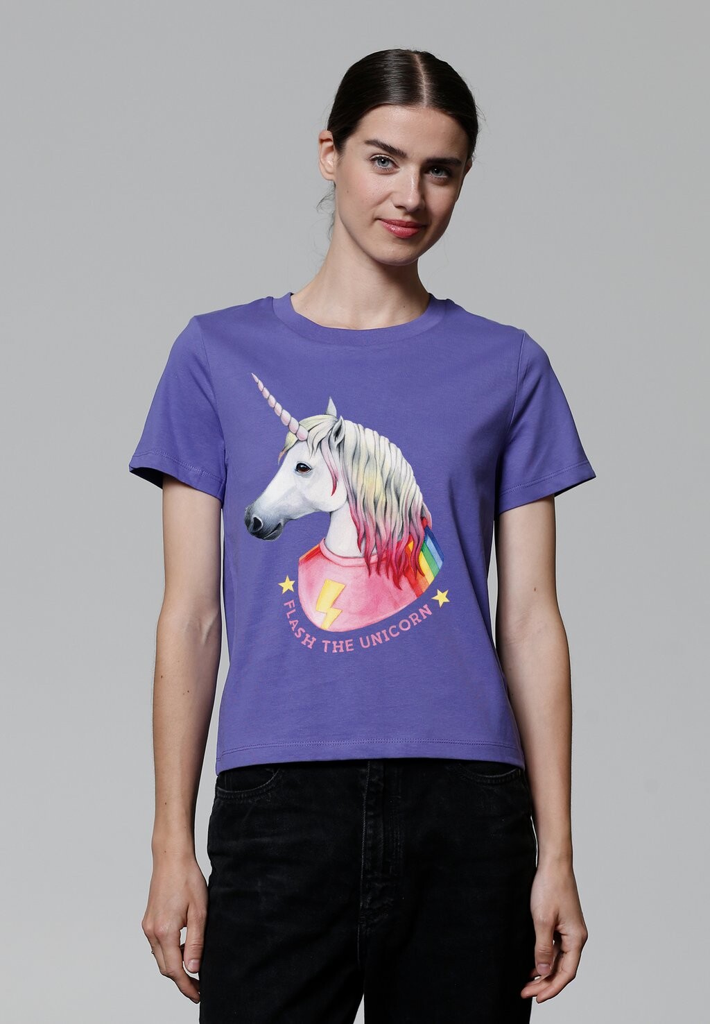 

Футболка с принтом FLASH THE UNICORN watapparel, фиолетовый
