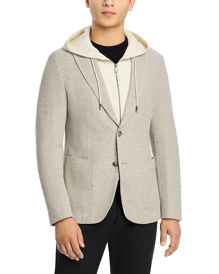 

Спортивное пальто Hanry Slim Fit Jersey со съемным капюшоном BOSS, коричневый/бежевый