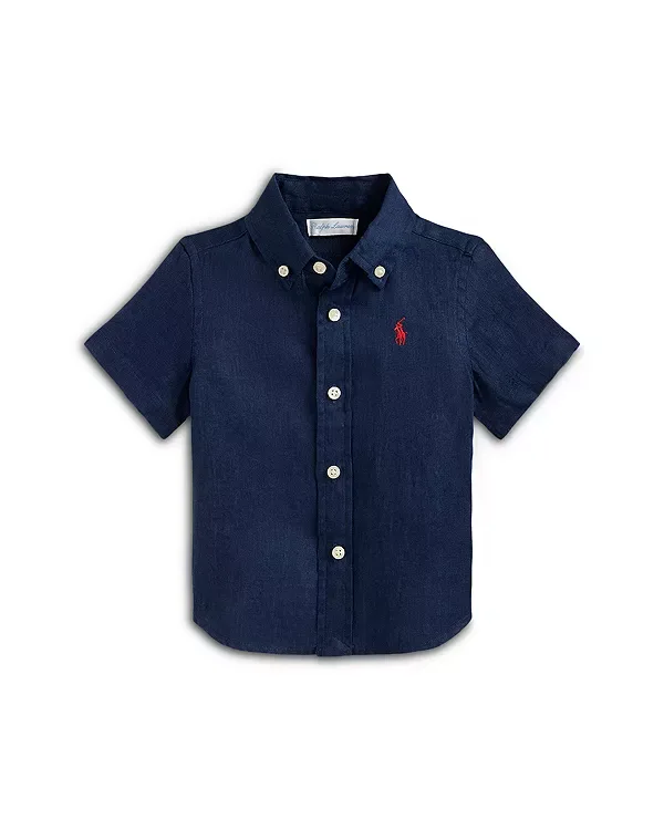 Поло льняная рубашка с коротким рукавом - детская Ralph Lauren, Navy