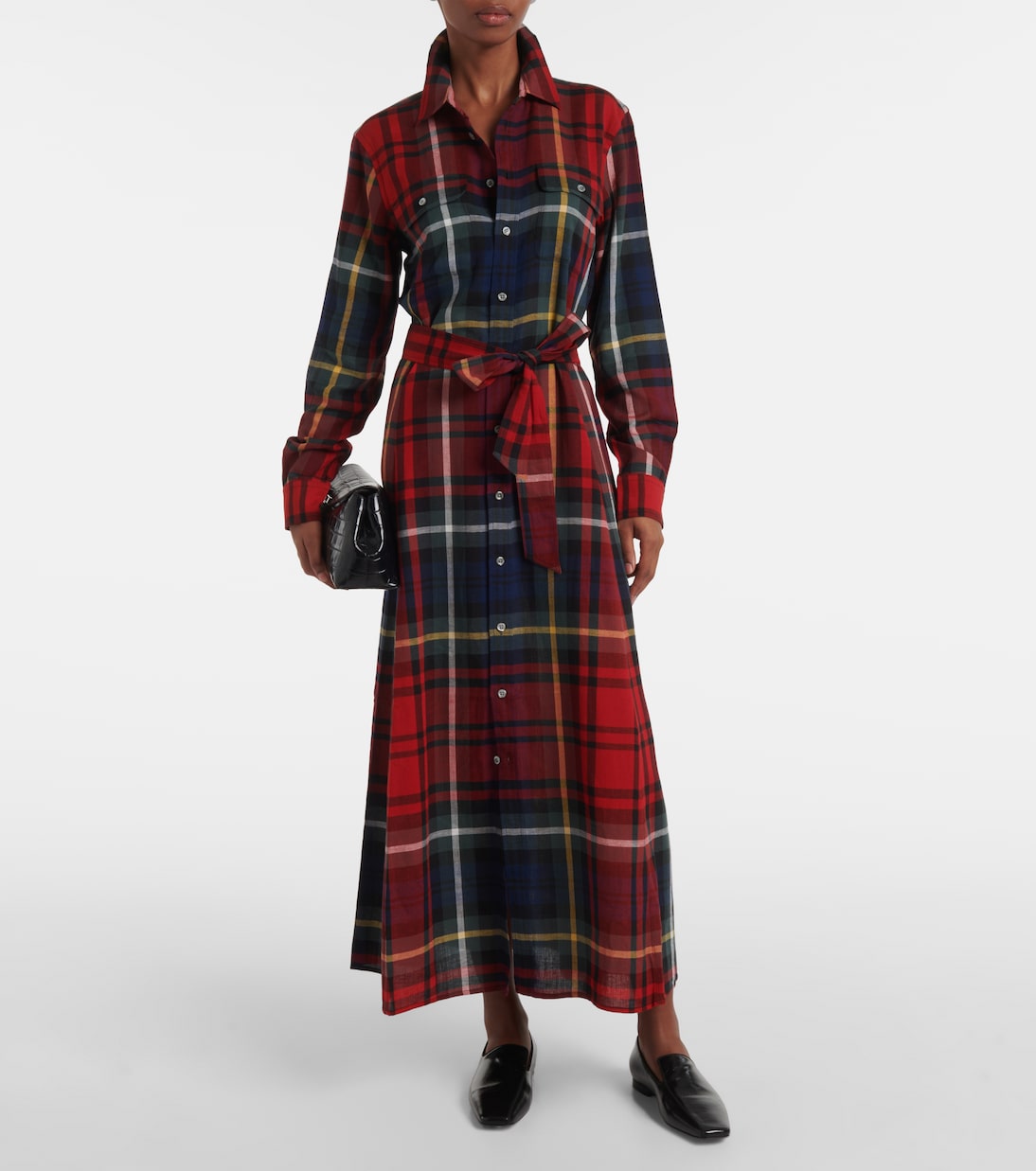 Платье-рубашка из хлопковой смеси в клетку Polo Ralph Lauren, Red Multi Plad — фото 2