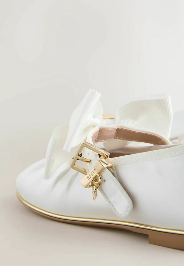 Классические балетки с бантом и ремешком на щиколотке Baker By Ted Baker, Ivory — фото 4