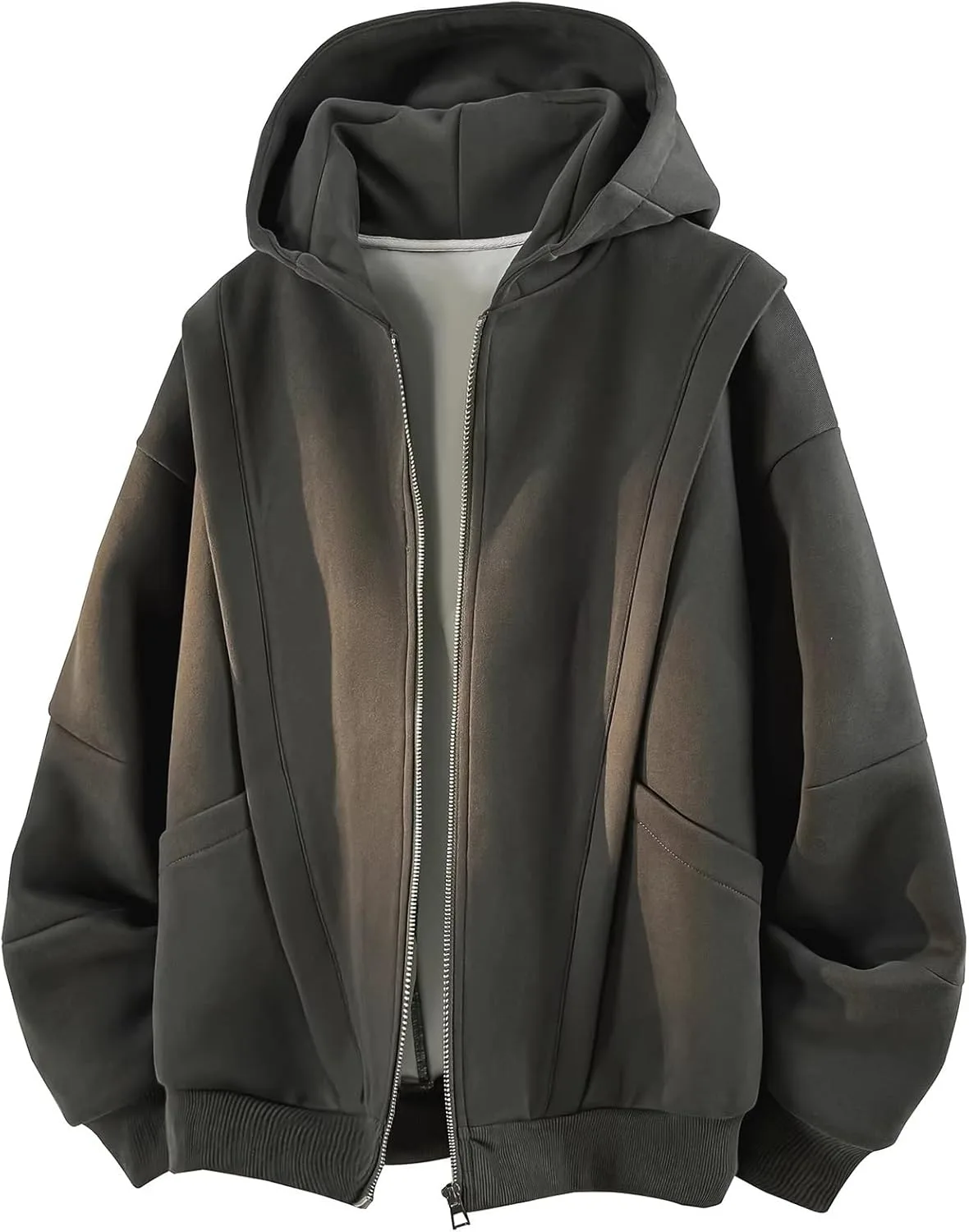 

Осенний Casual Zip Up Hoodie, свободный мужской свитшот с карманами и резинками FGQuelleBM